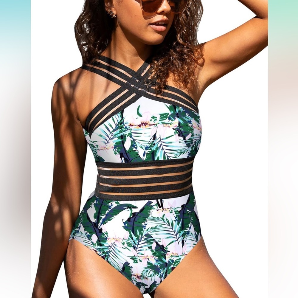 Hilor front crossover one-piece swimsuit